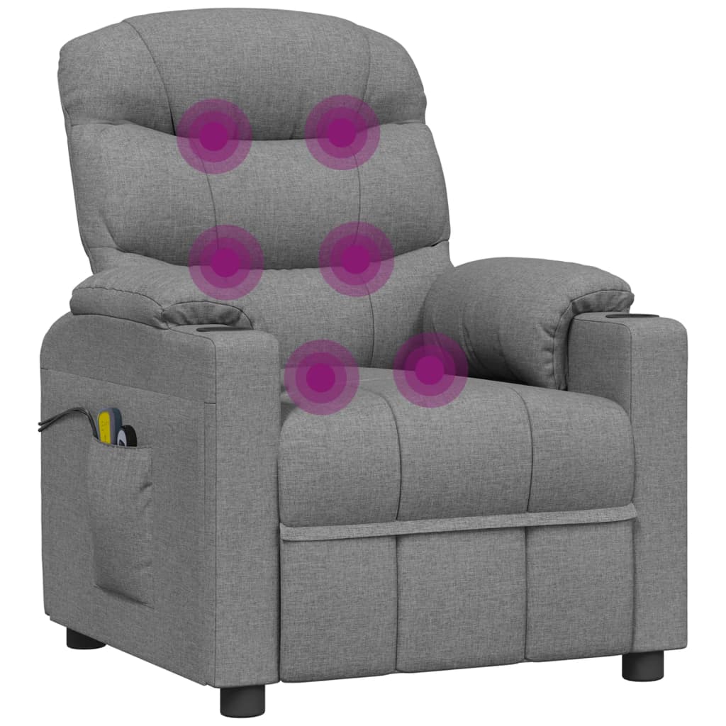 Massagesessel Elektrisch Hellgrau Stoff