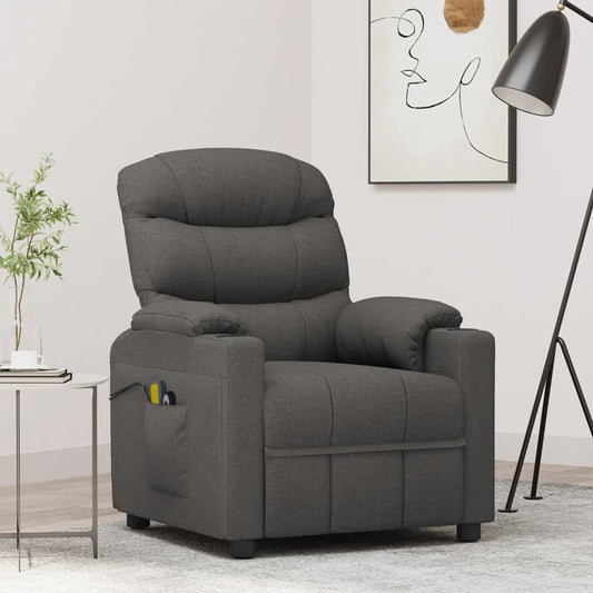 Massagesessel Elektrisch Dunkelgrau Stoff