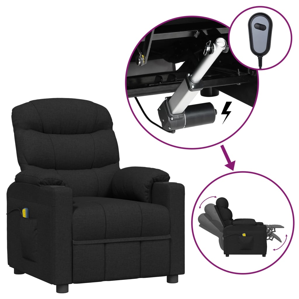 Massagesessel Elektrisch Schwarz Stoff