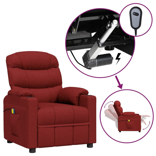 Massagesessel Elektrisch Weinrot Stoff