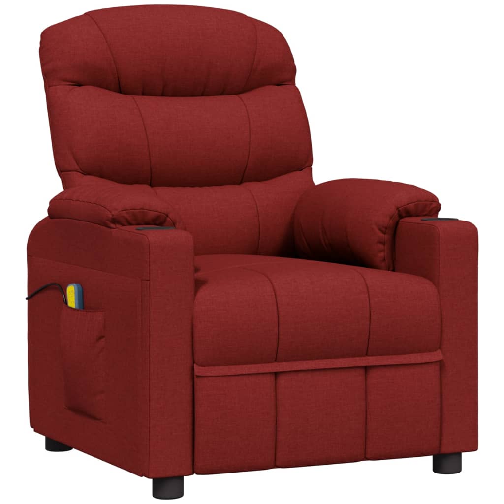 Massagesessel Elektrisch Weinrot Stoff