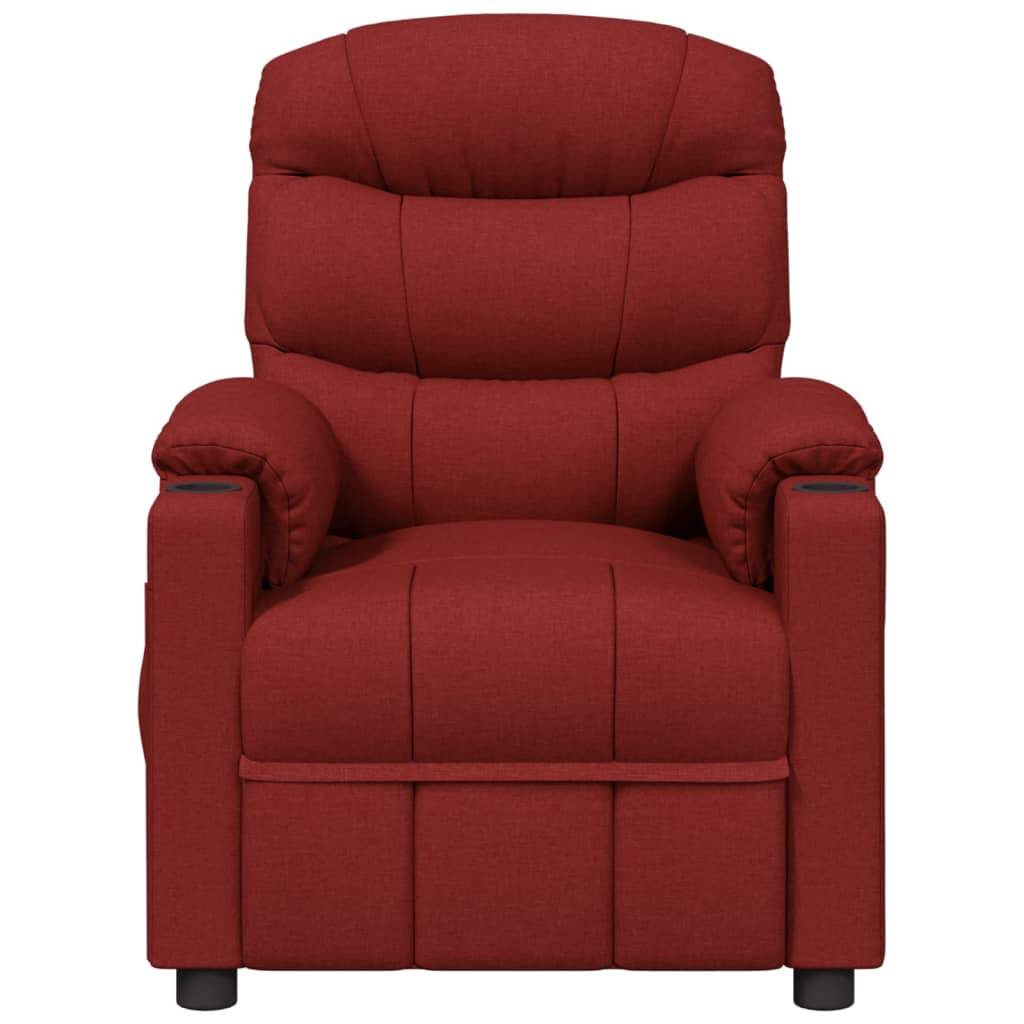 Massagesessel Elektrisch Weinrot Stoff