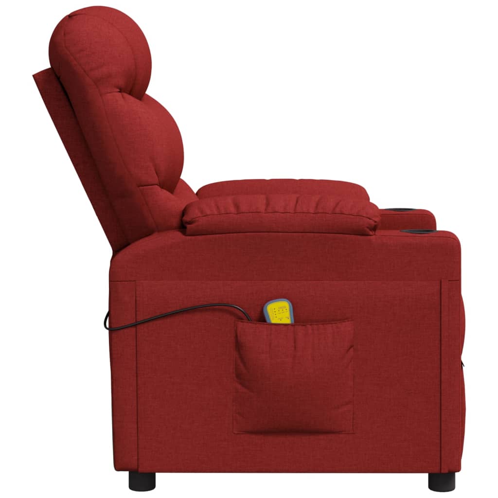 Massagesessel Elektrisch Weinrot Stoff