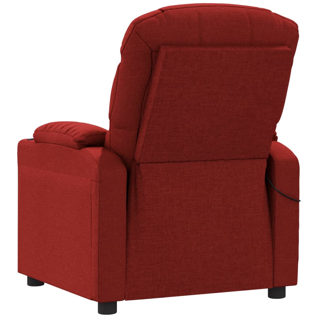 Massagesessel Elektrisch Weinrot Stoff