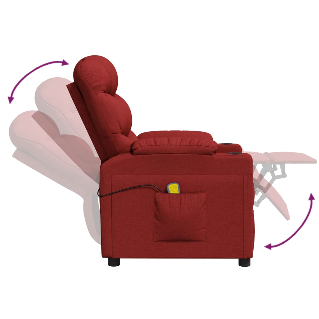 Massagesessel Elektrisch Weinrot Stoff