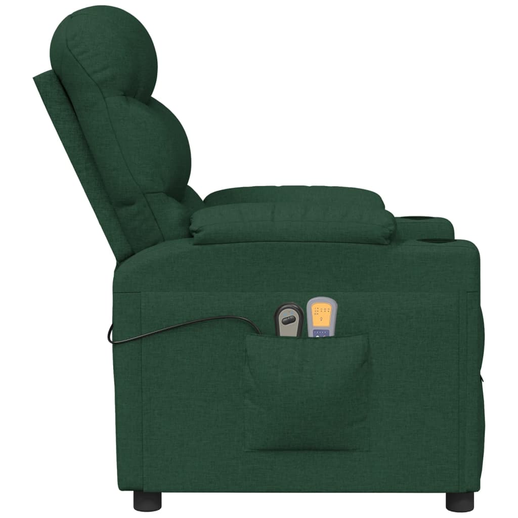 Elektrischer Massagesessel Dunkelgrün Stoff
