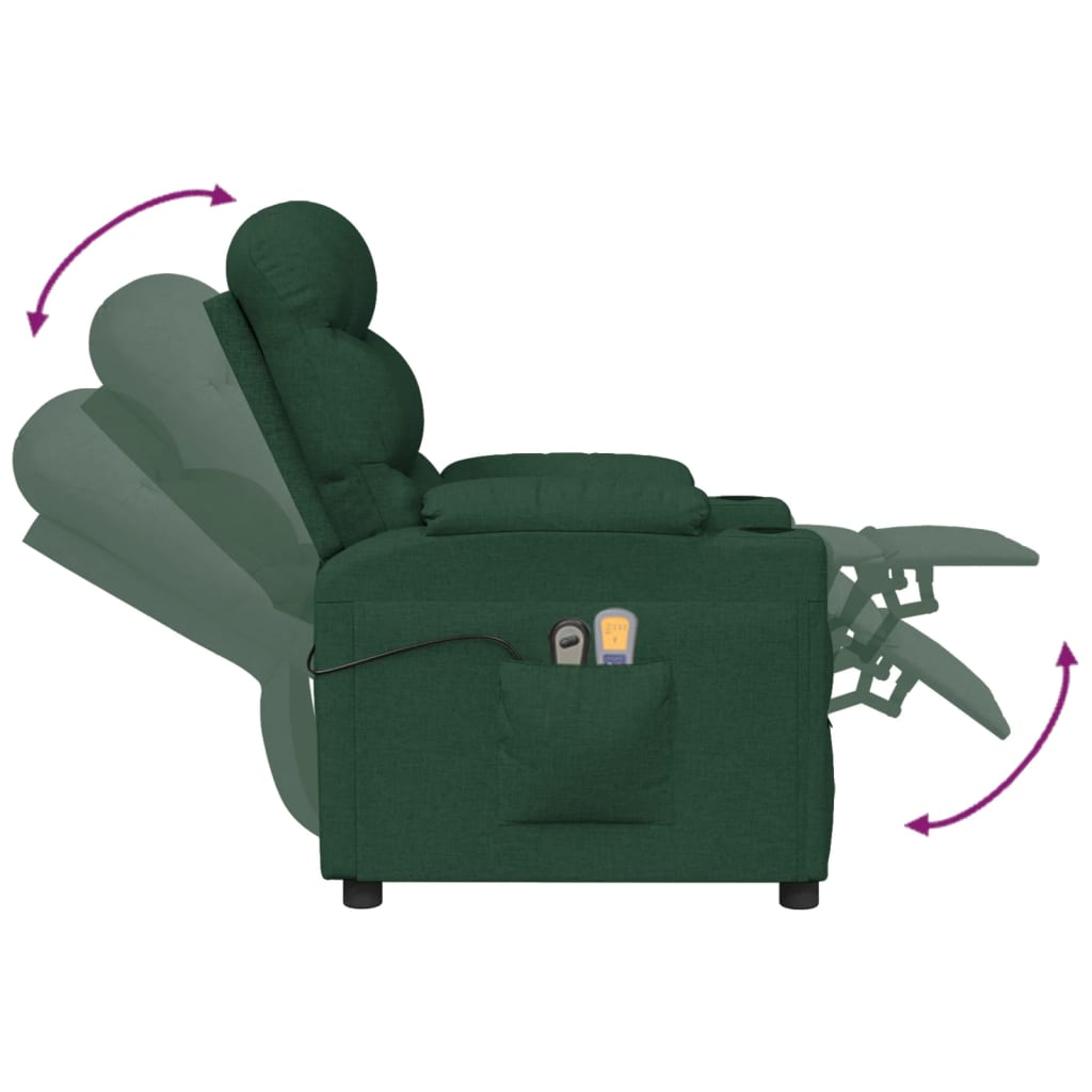 Elektrischer Massagesessel Dunkelgrün Stoff