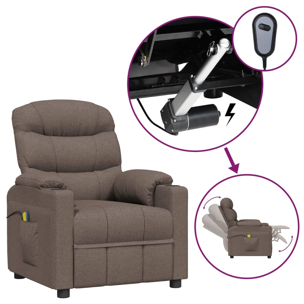 Massagesessel Elektrisch Taupe Stoff