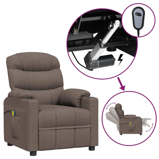 Massagesessel Elektrisch Taupe Stoff