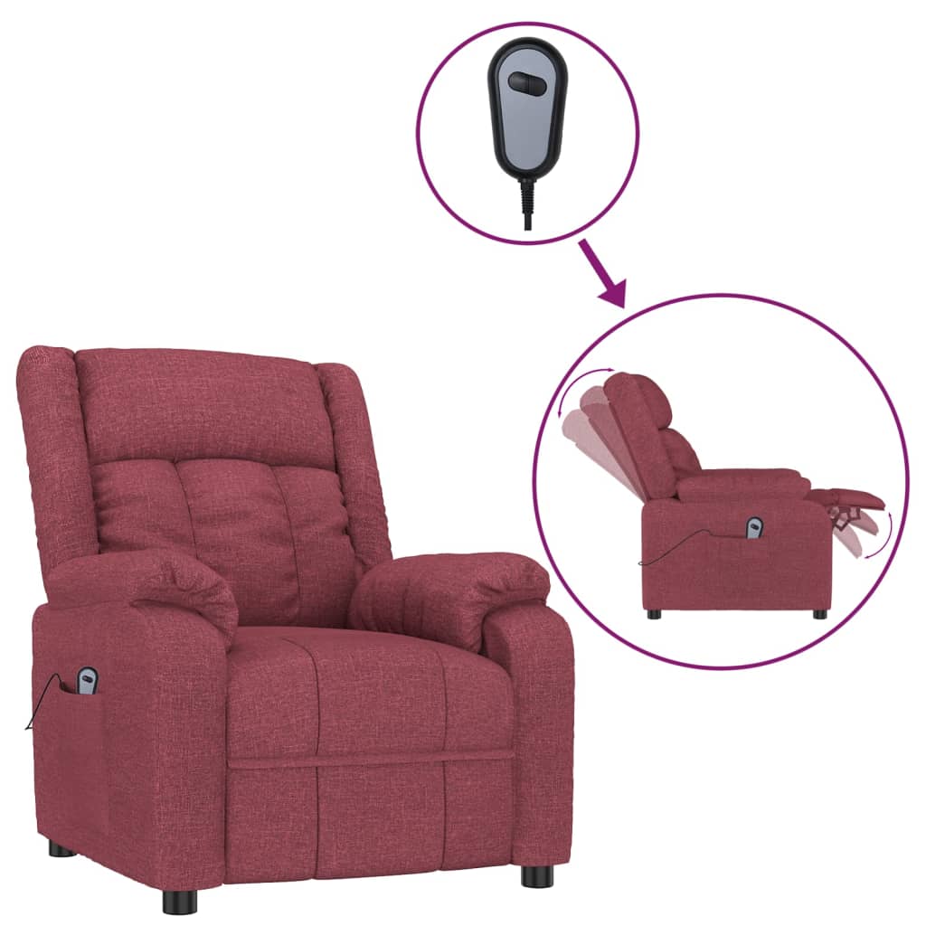 Relaxsessel Elektrisch Weinrot Stoff