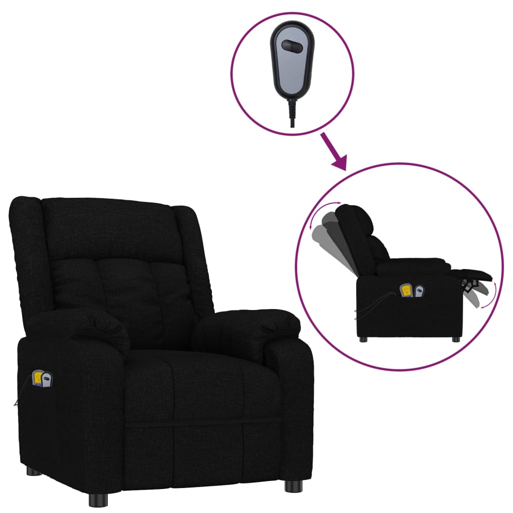 Massagesessel Elektrisch Schwarz Stoff