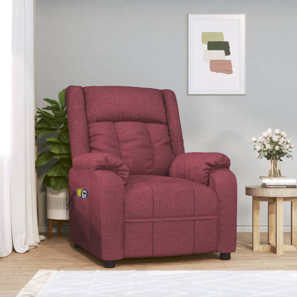 Massagesessel Elektrisch Weinrot Stoff