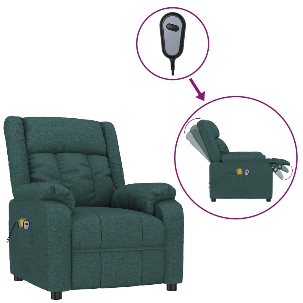 Elektrischer Massagesessel Dunkelgrün Stoff