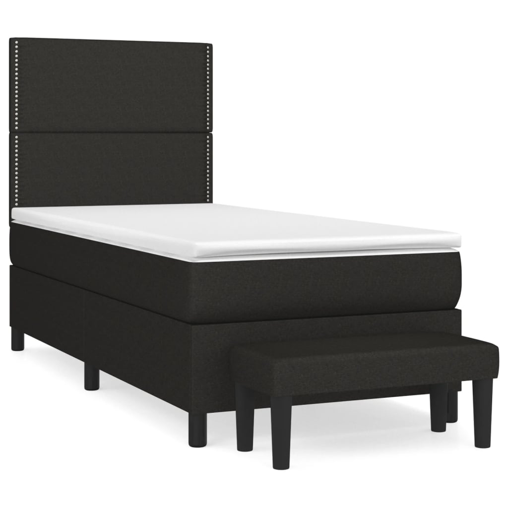 Lit à sommier tapissier avec matelas tissu noir 80x200 cm