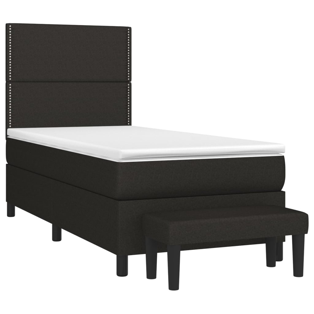 Lit à sommier tapissier avec matelas tissu noir 80x200 cm