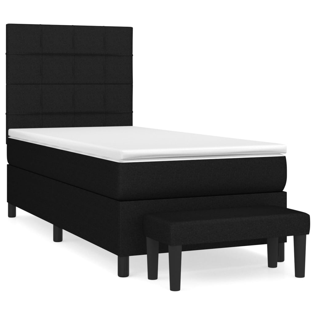 Lit à sommier tapissier avec matelas tissu noir 80x200 cm