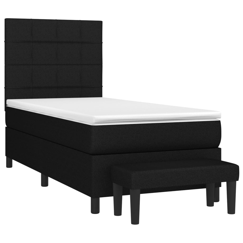 Lit à sommier tapissier avec matelas tissu noir 80x200 cm