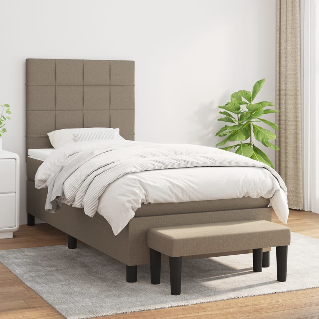 Boxspringbett mit Matratze Taupe 100x200 cm Stoff