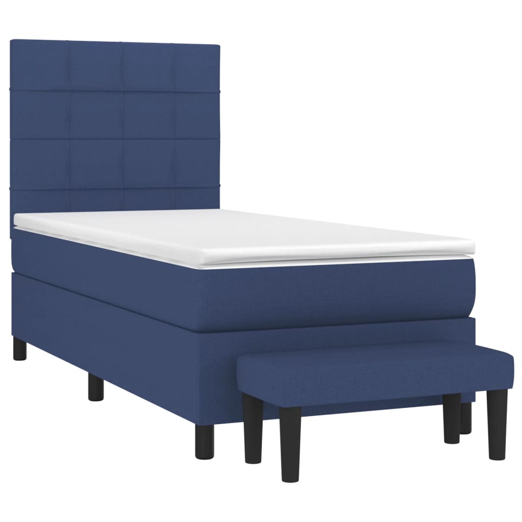 Boxspringbett mit Matratze Blau 100x200 cm Stoff