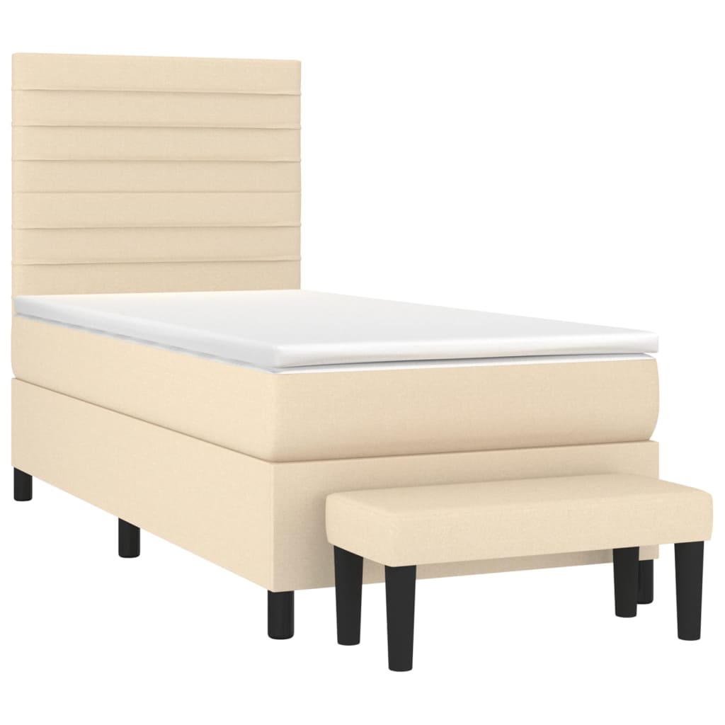 Boxspringbett mit Matratze Creme 90x190 cm Stoff