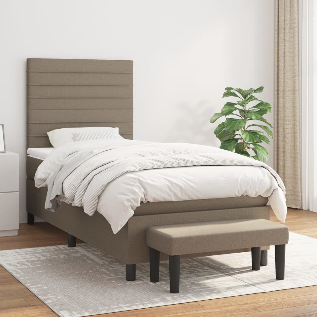 Boxspringbett mit Matratze Taupe 100x200 cm Stoff