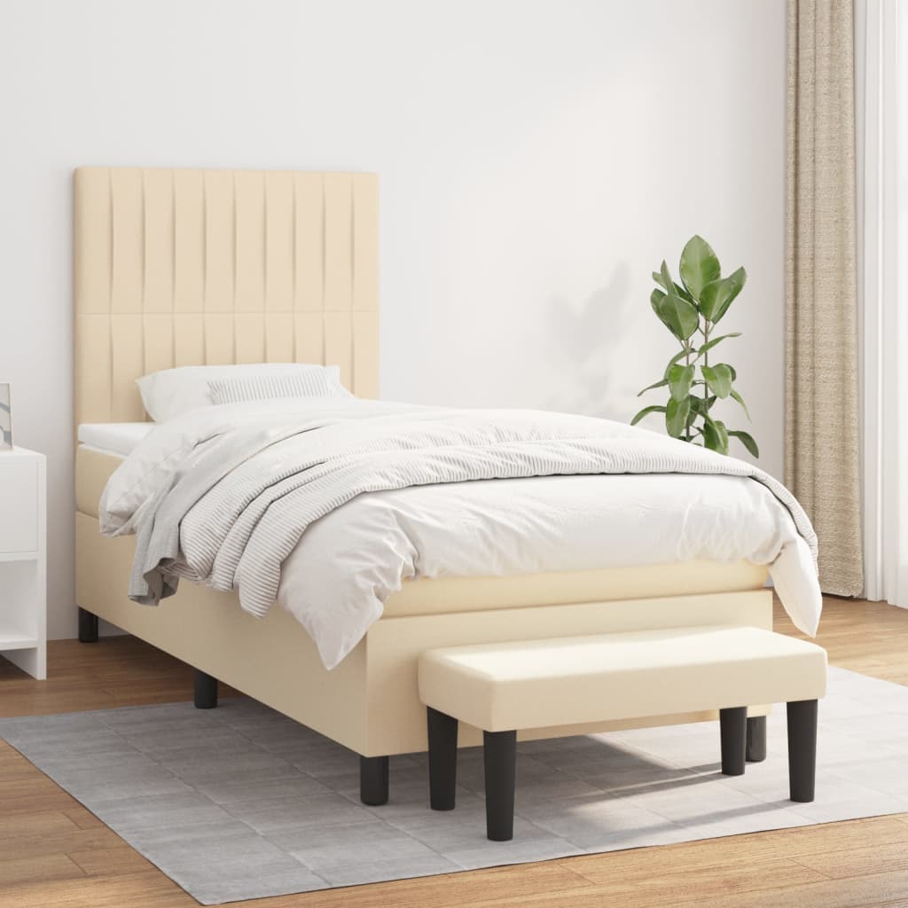 Boxspringbett mit Matratze Creme 80x200 cm Stoff