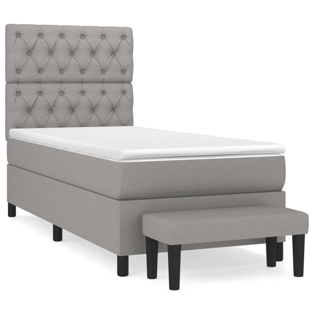 Boxspringbett mit Matratze Hellgrau 80x200 cm Stoff