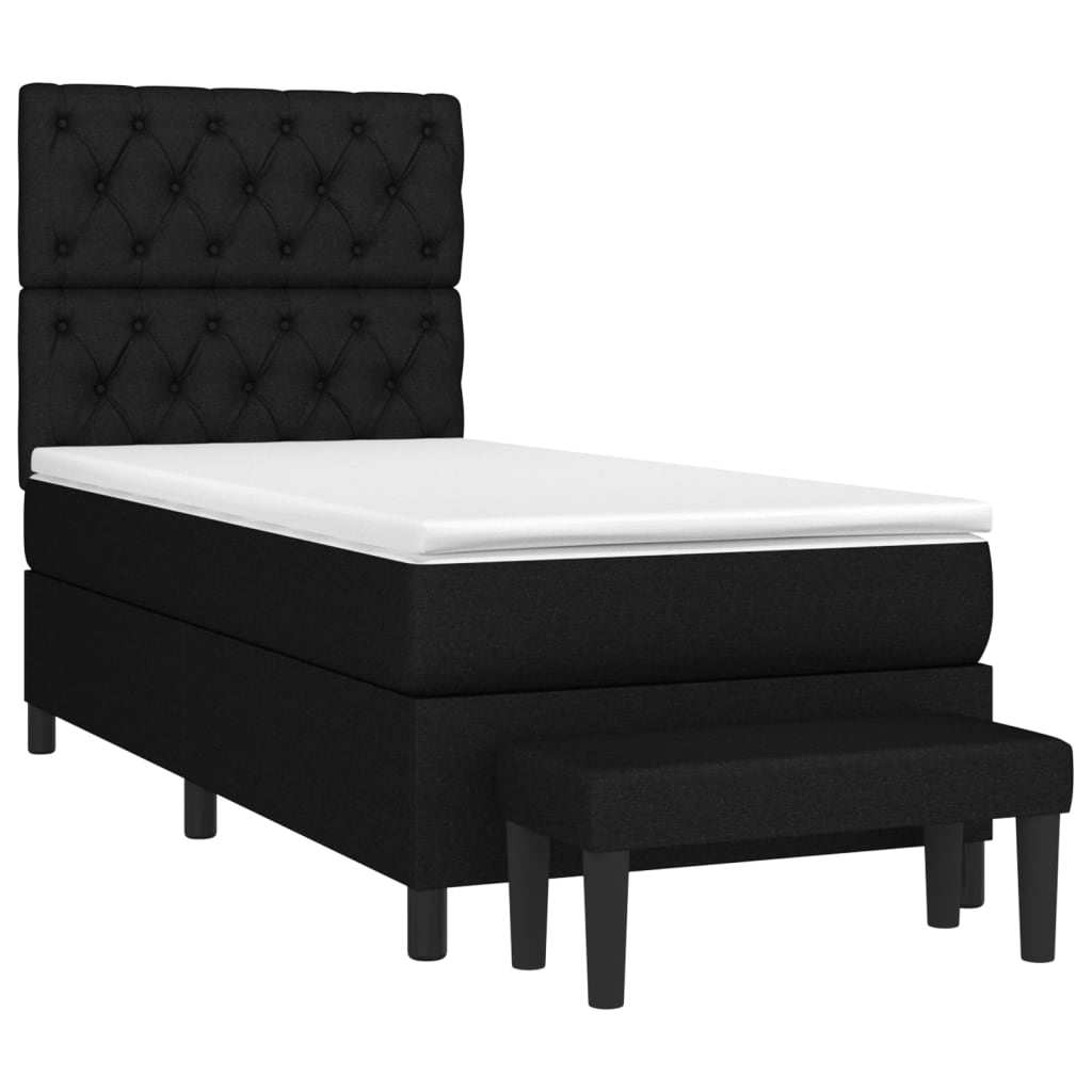 Lit à sommier tapissier avec matelas tissu noir 80x200 cm