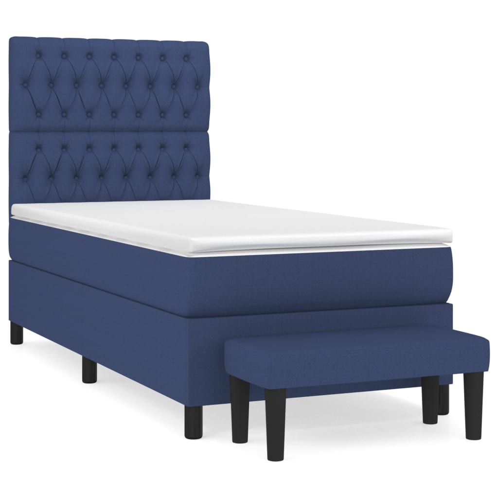 Boxspringbett mit Matratze Blau 100x200 cm Stoff