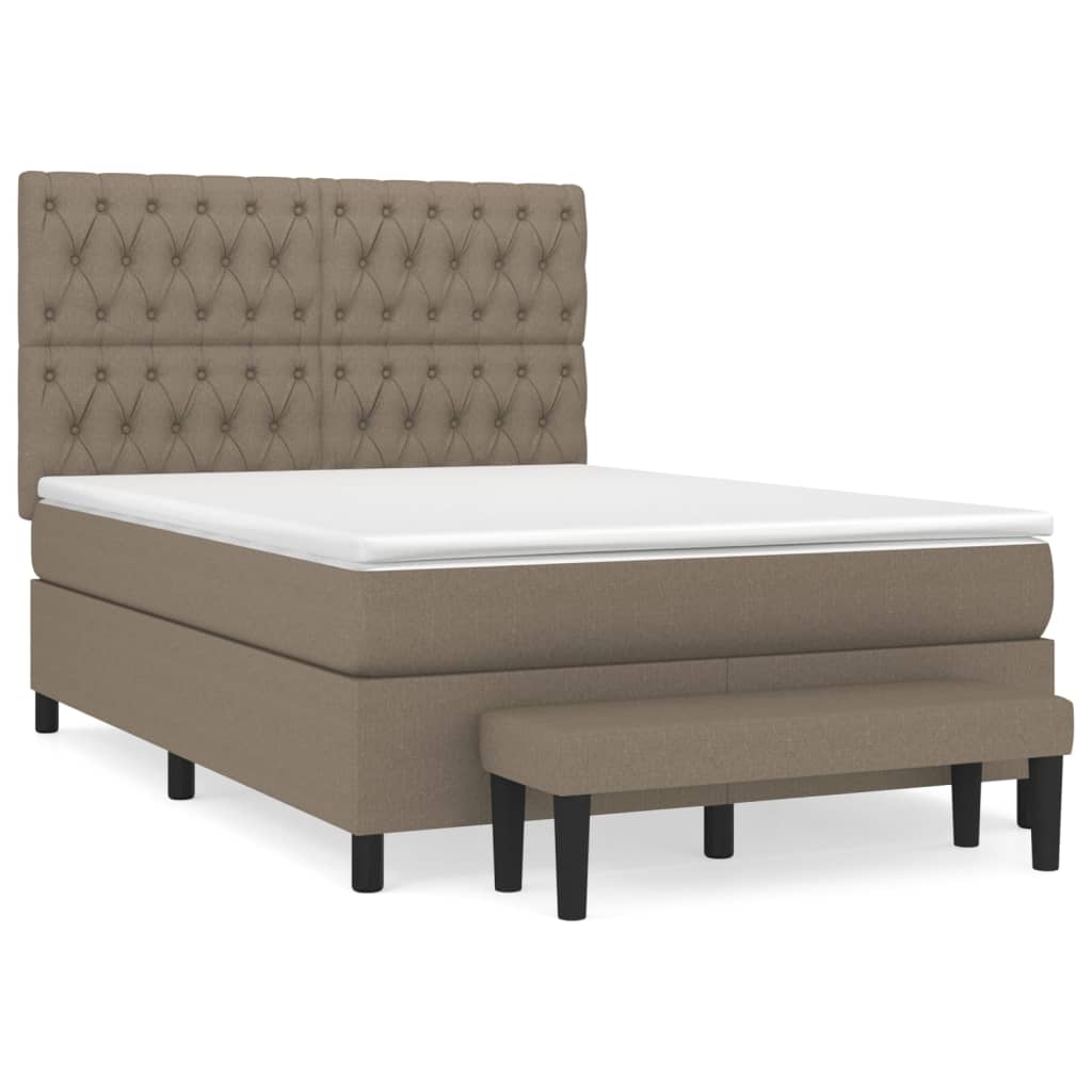 Box spring bed with mattress taupe 140x190 cm fabric