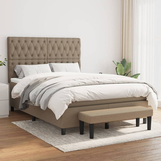 Box spring bed with mattress taupe 140x190 cm fabric