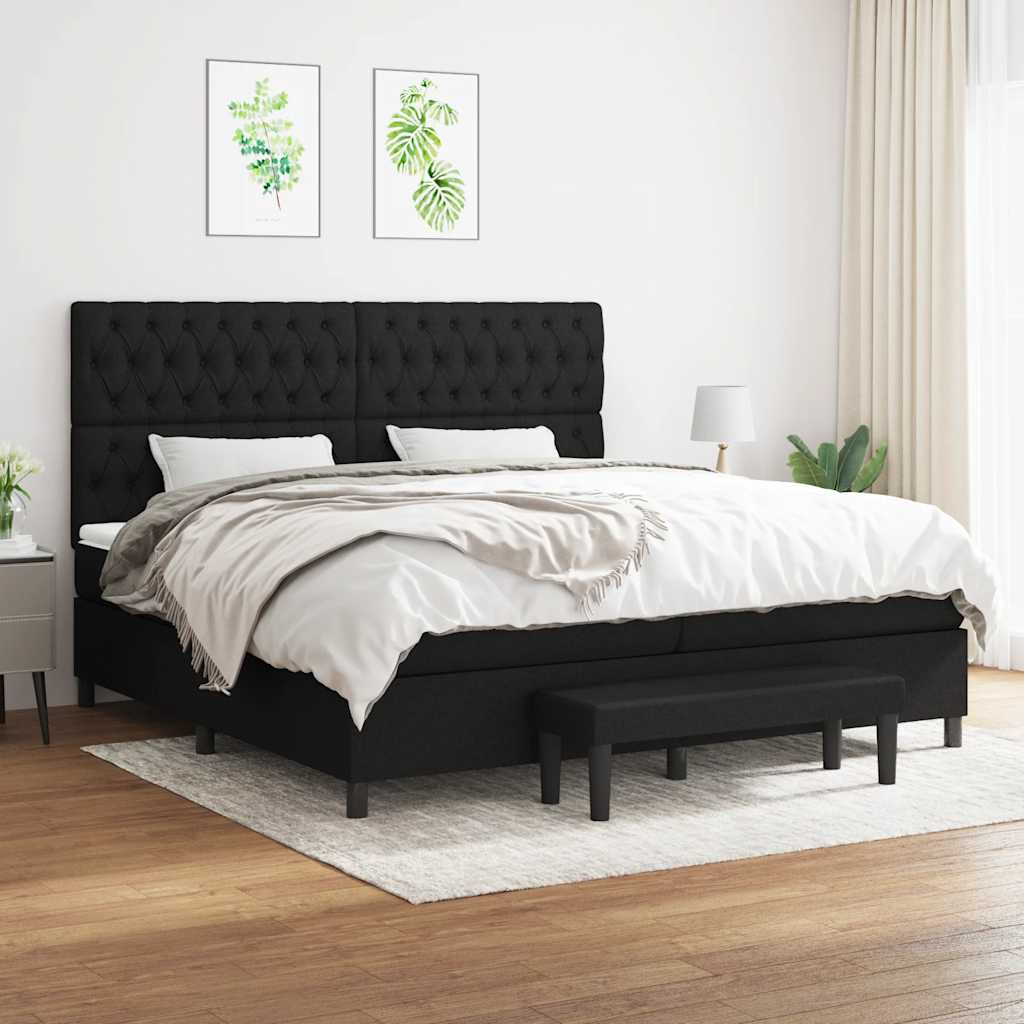 Boxspringbett mit Matratze Schwarz 200x200 cm Stoff