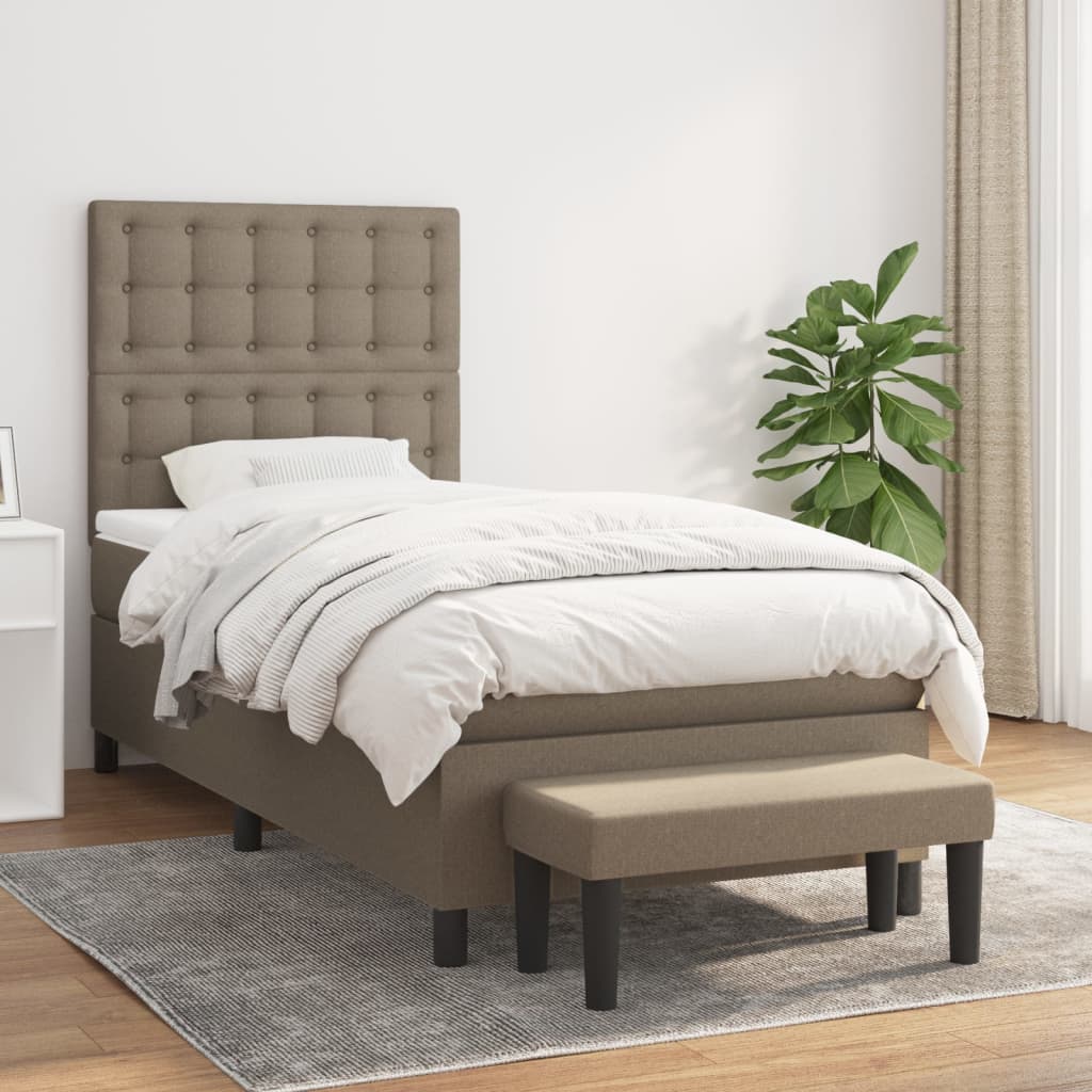 Boxspringbett mit Matratze Taupe 100x200 cm Stoff