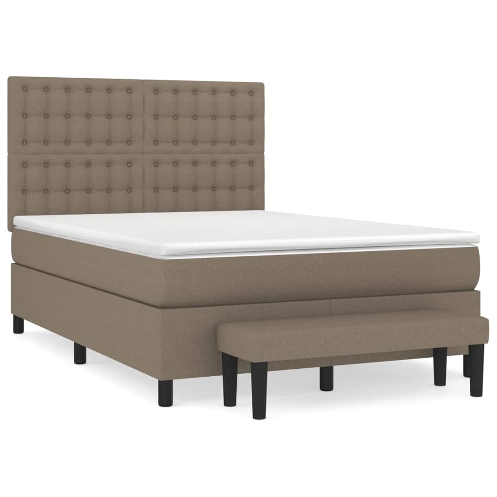Box spring bed with mattress taupe 140x190 cm fabric