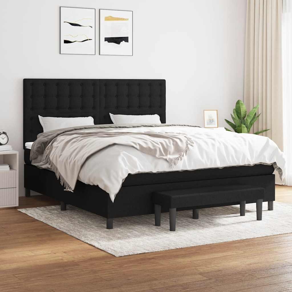 Boxspringbett mit Matratze Schwarz 160x200 cm Stoff
