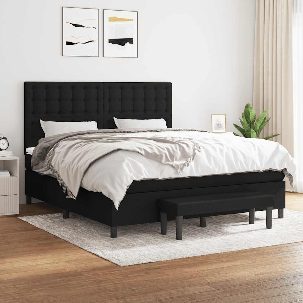 Boxspringbett mit Matratze Schwarz 180x200 cm Stoff