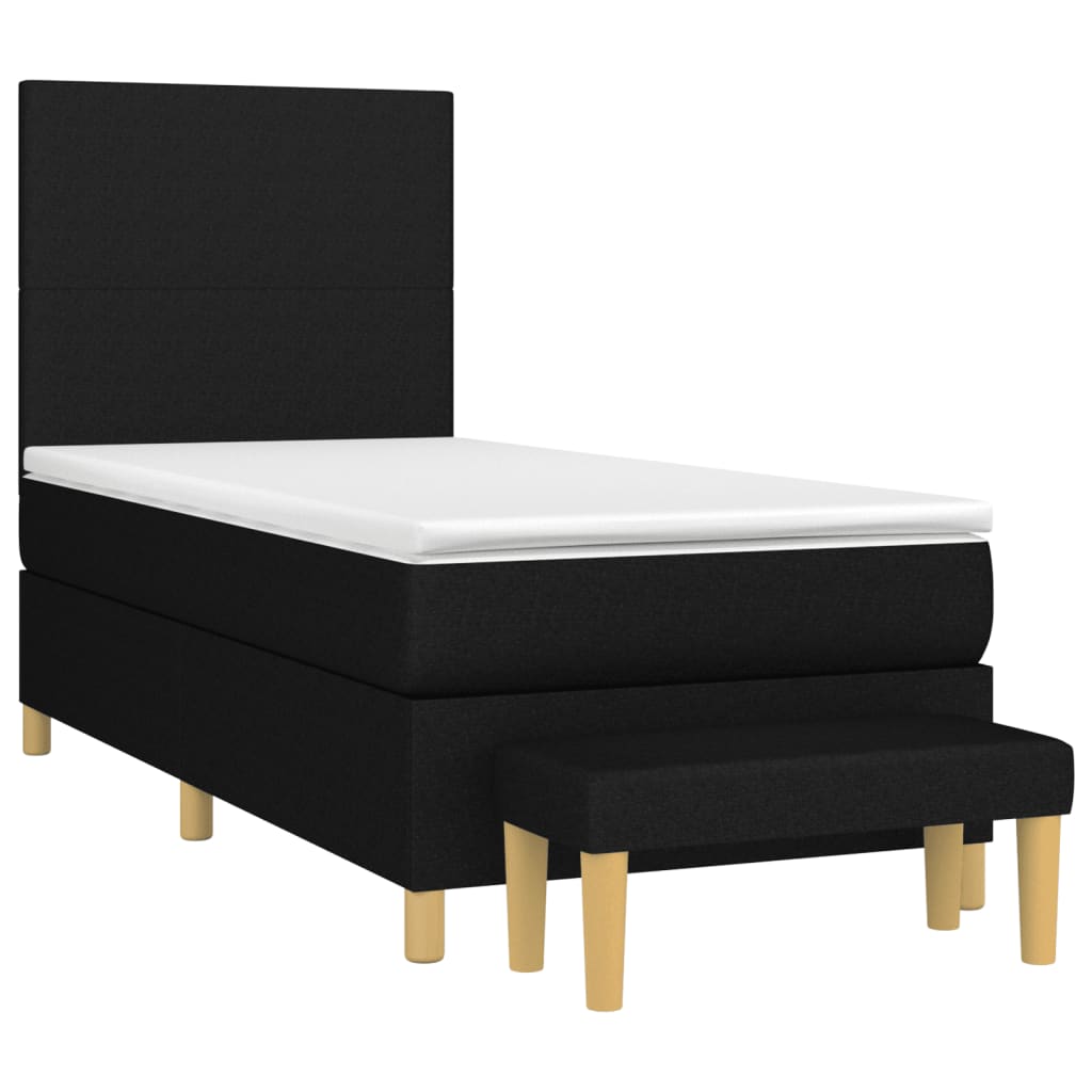 Lit à sommier tapissier avec matelas tissu noir 80x200 cm