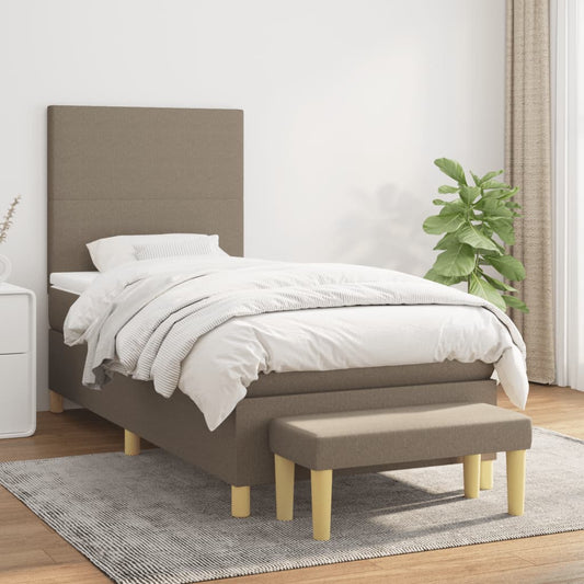 Boxspringbett mit Matratze Taupe 90x190 cm Stoff