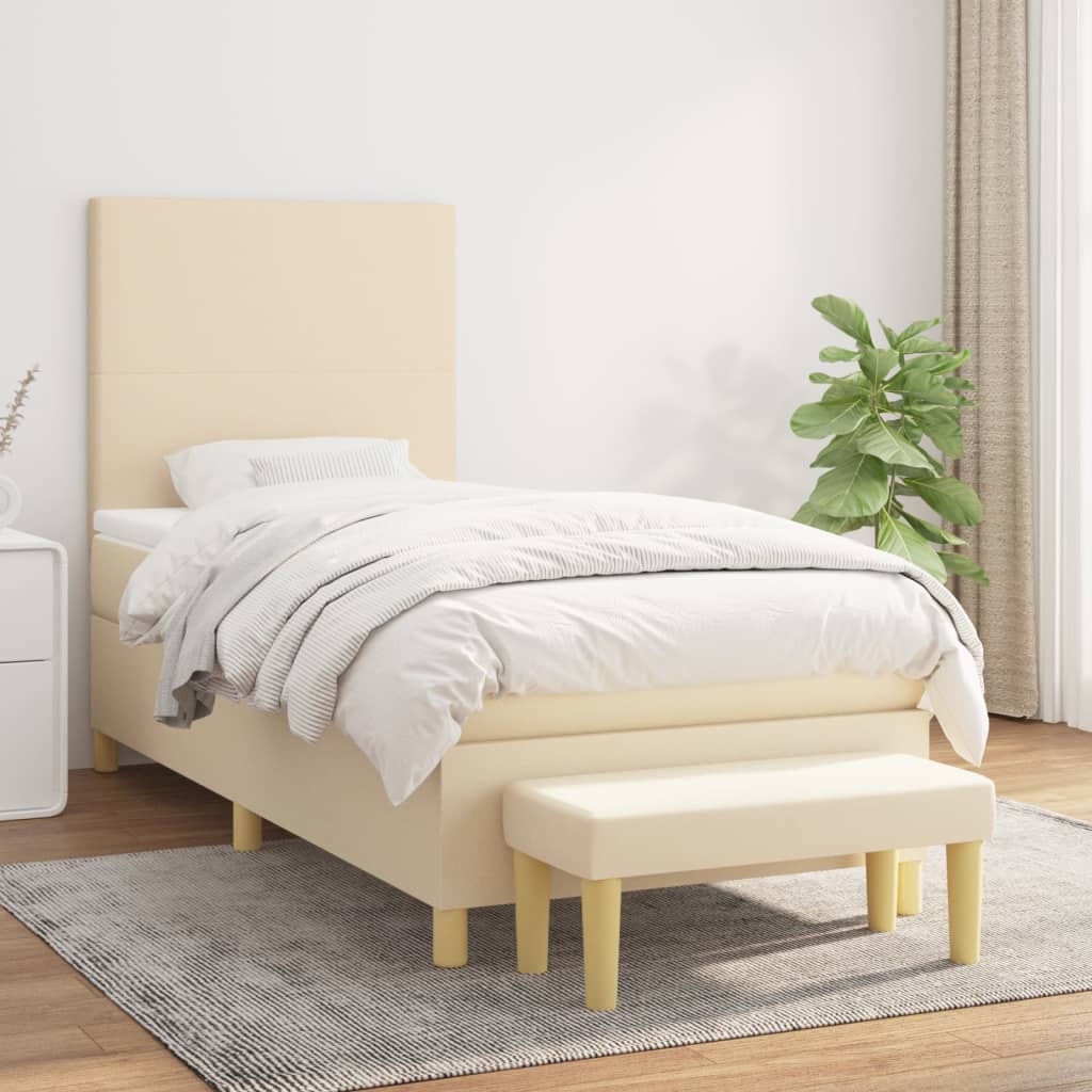Boxspringbett mit Matratze Creme 100x200 cm Stoff