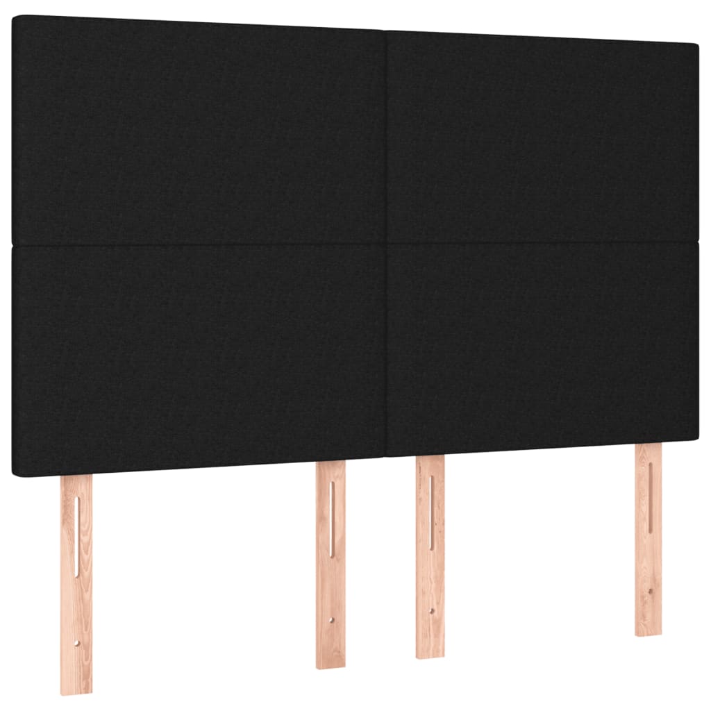 Lit à sommier tapissier avec matelas en tissu noir 140x190 cm