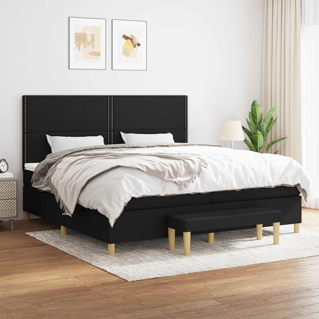 Boxspringbett mit Matratze Schwarz 200x200 cm Stoff