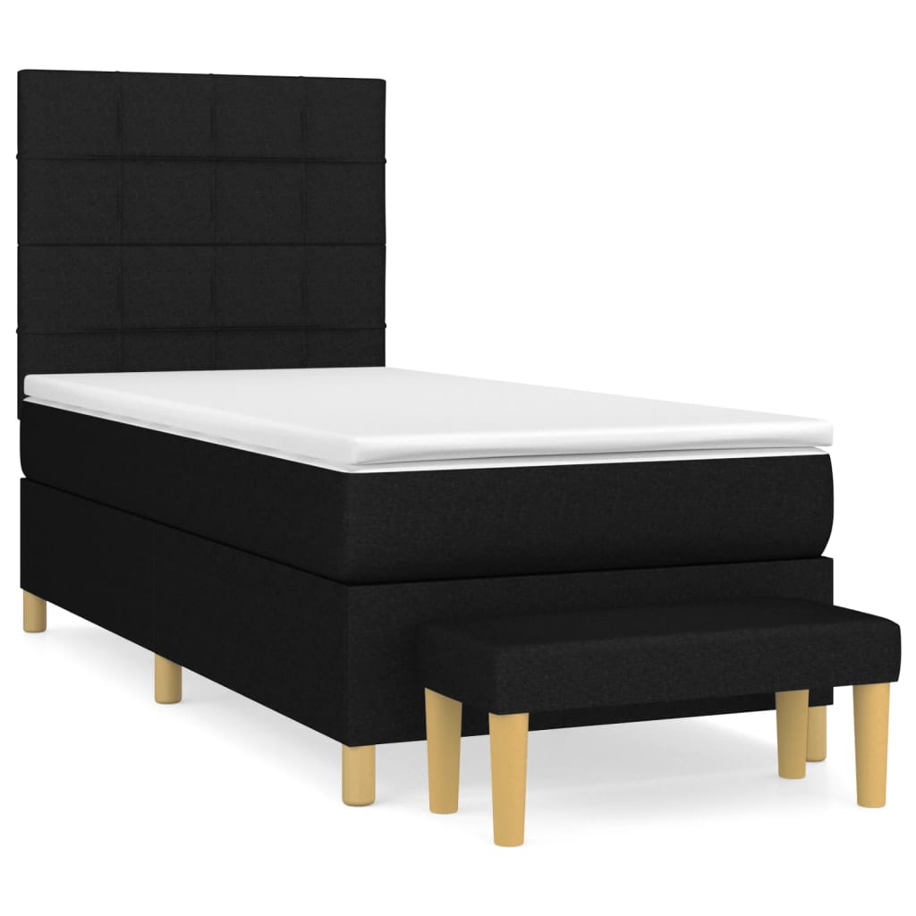 Lit à sommier tapissier avec matelas tissu noir 80x200 cm