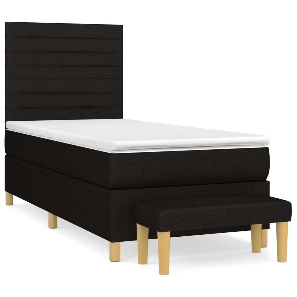 Box spring bed with mattress black 90x200 cm fabric