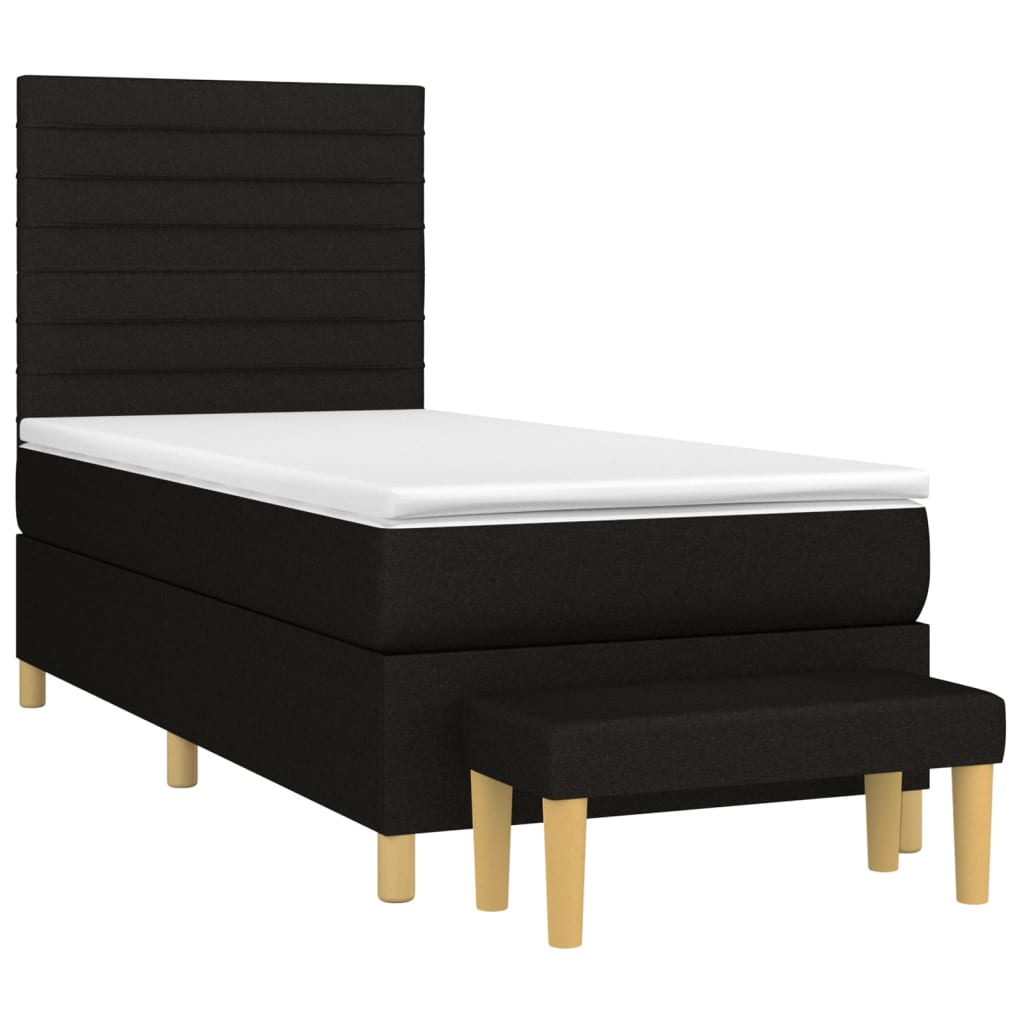 Box spring bed with mattress black 90x200 cm fabric