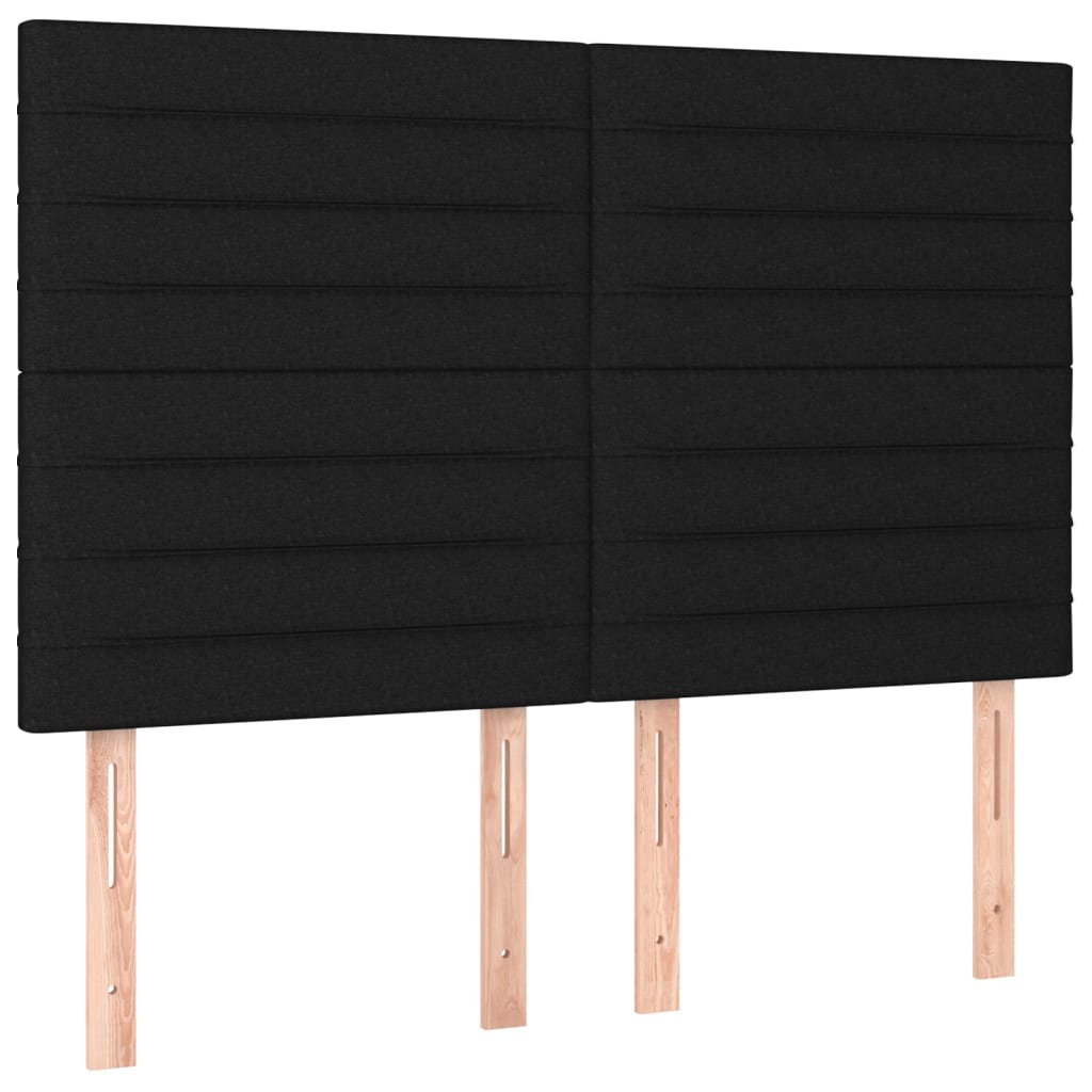 Lit à sommier tapissier avec matelas en tissu noir 140x190 cm
