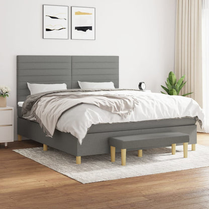 Boxspringbett mit Matratze Dunkelgrau 160x200 cm Stoff
