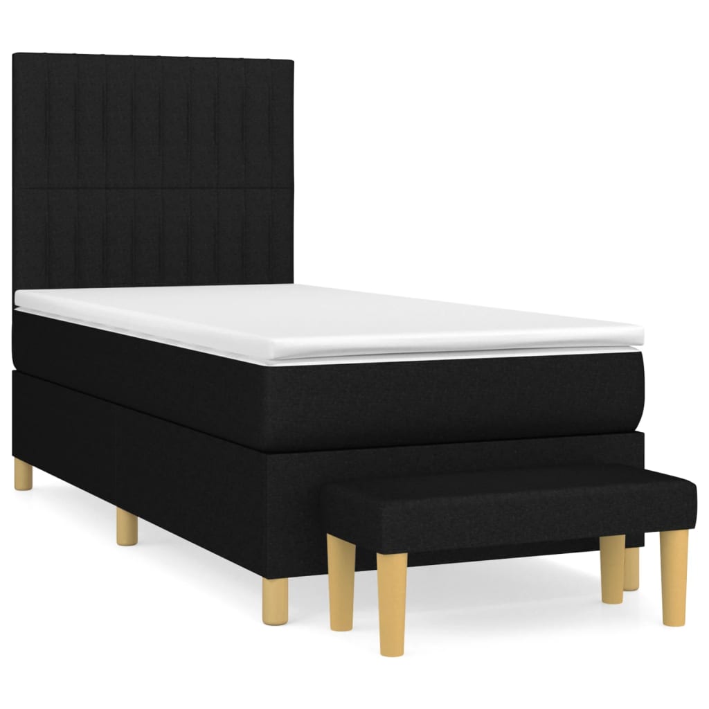 Lit à sommier tapissier avec matelas tissu noir 80x200 cm