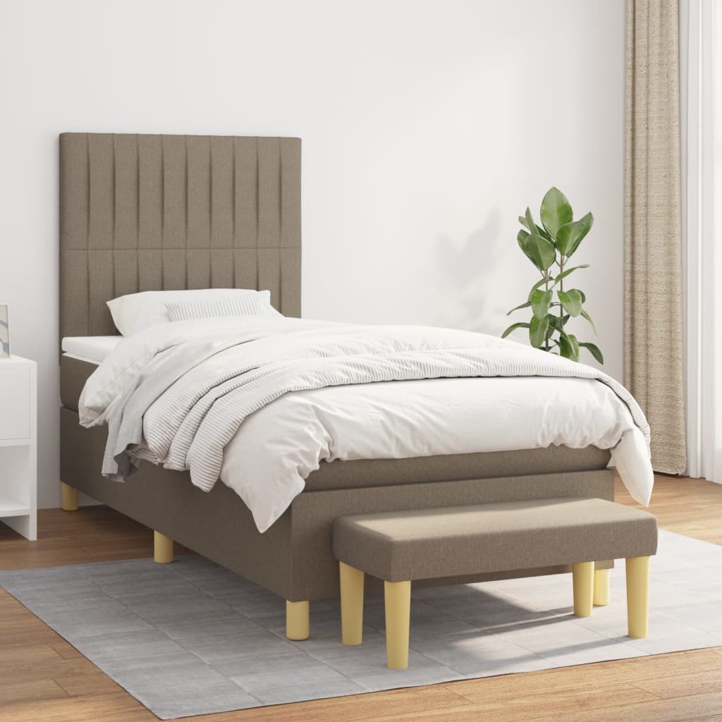 Boxspringbett mit Matratze Taupe 90x190 cm Stoff