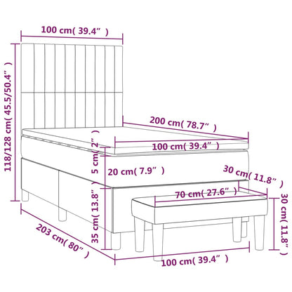 Boxspringbett mit Matratze Hellgrau 100x200 cm Stoff