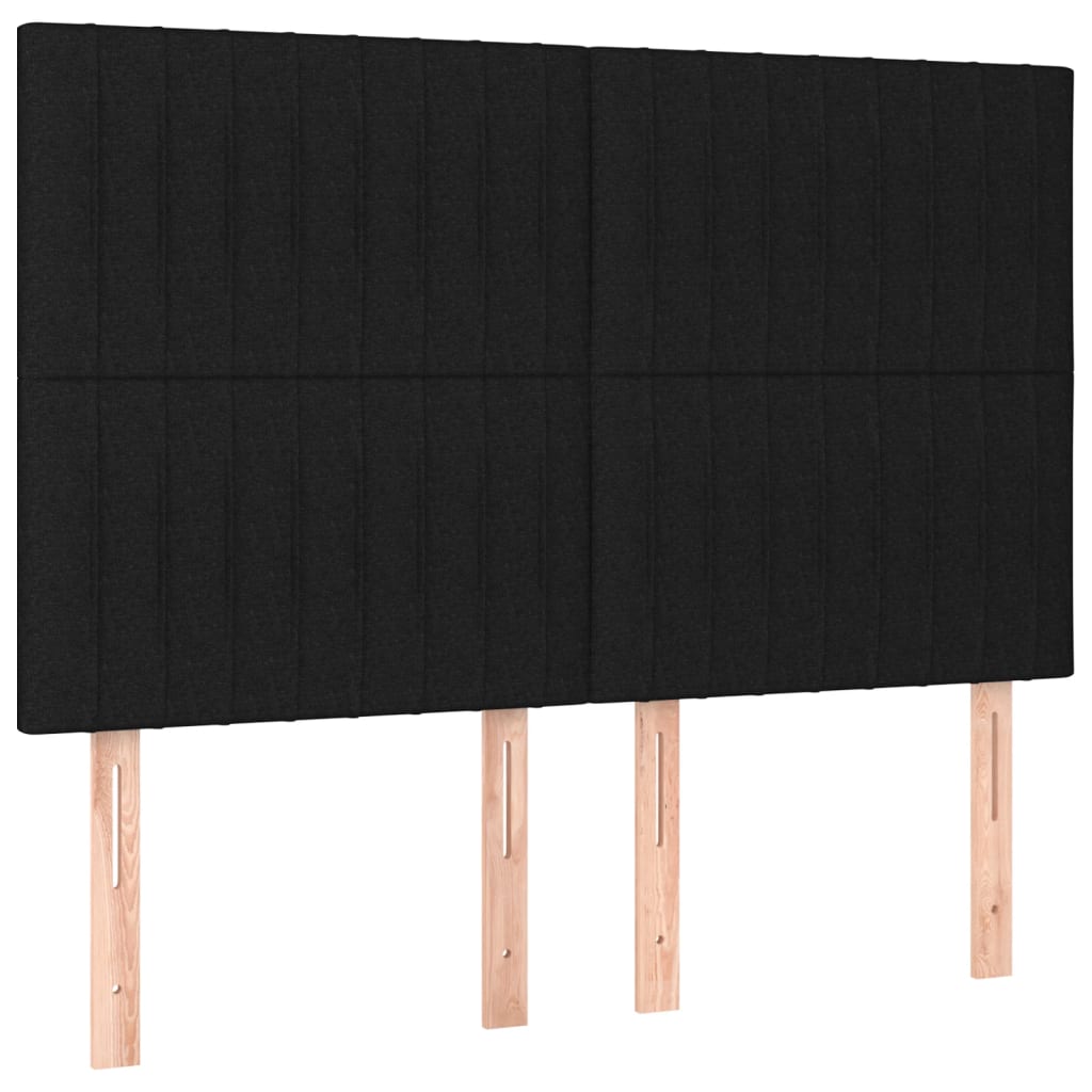 Lit à sommier tapissier avec matelas en tissu noir 140x190 cm